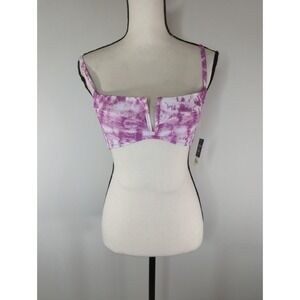Bar III Women's Pink White Tie Dye Swimwear‎ Top Small NWT